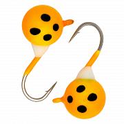 Фото дробинка с ушком d 5,0 мм, вес 1,21 гр, оранжевая с точками /10 шт/